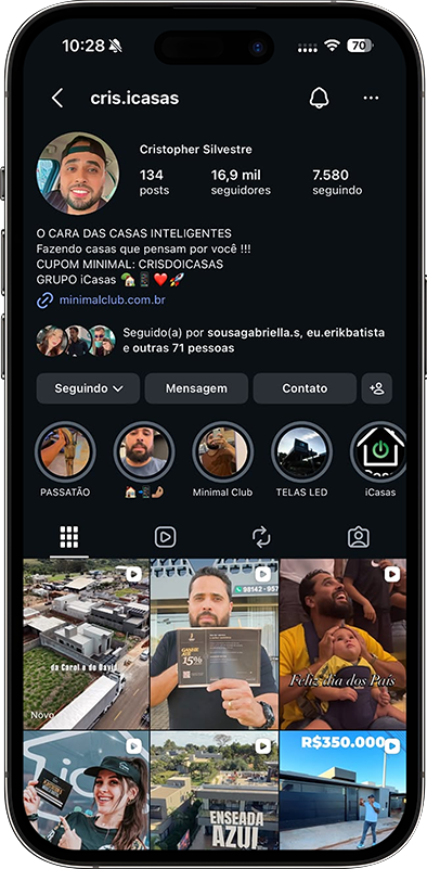 Perfil de Cris Silvestre no Instagram antes da iMarcas