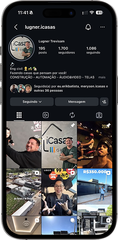 Perfil de Lugner Trevisam no Instagram antes da iMarcas